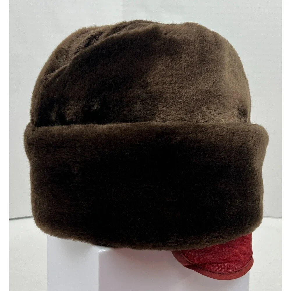 Vtg Large Country Gentleman Winter Faux Fur Trapper Ushanka Hat W/ Ear Coverings